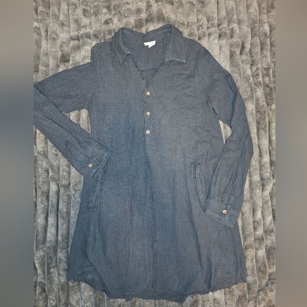 Hem & Thread Navy Button Down Dress